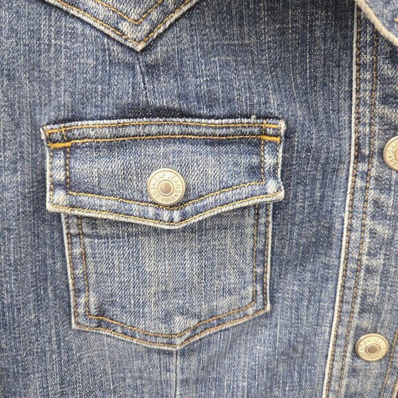 Vtg Gap Denim Jacket Women Small Snap Front western Y2K Rodeo Utility Retro Boho - Picture 6 of 15